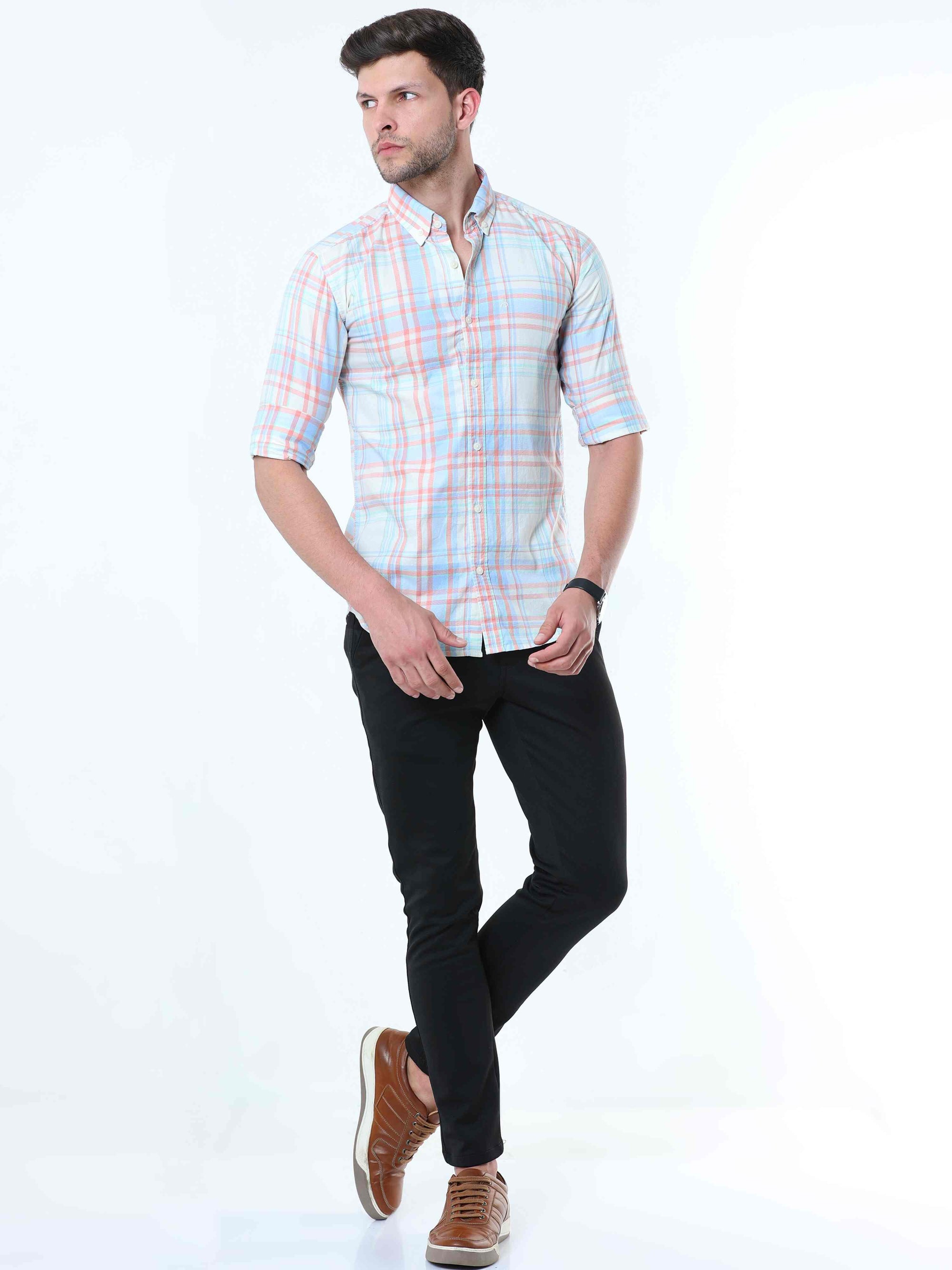 Plaids Cream Classy Check Shirt