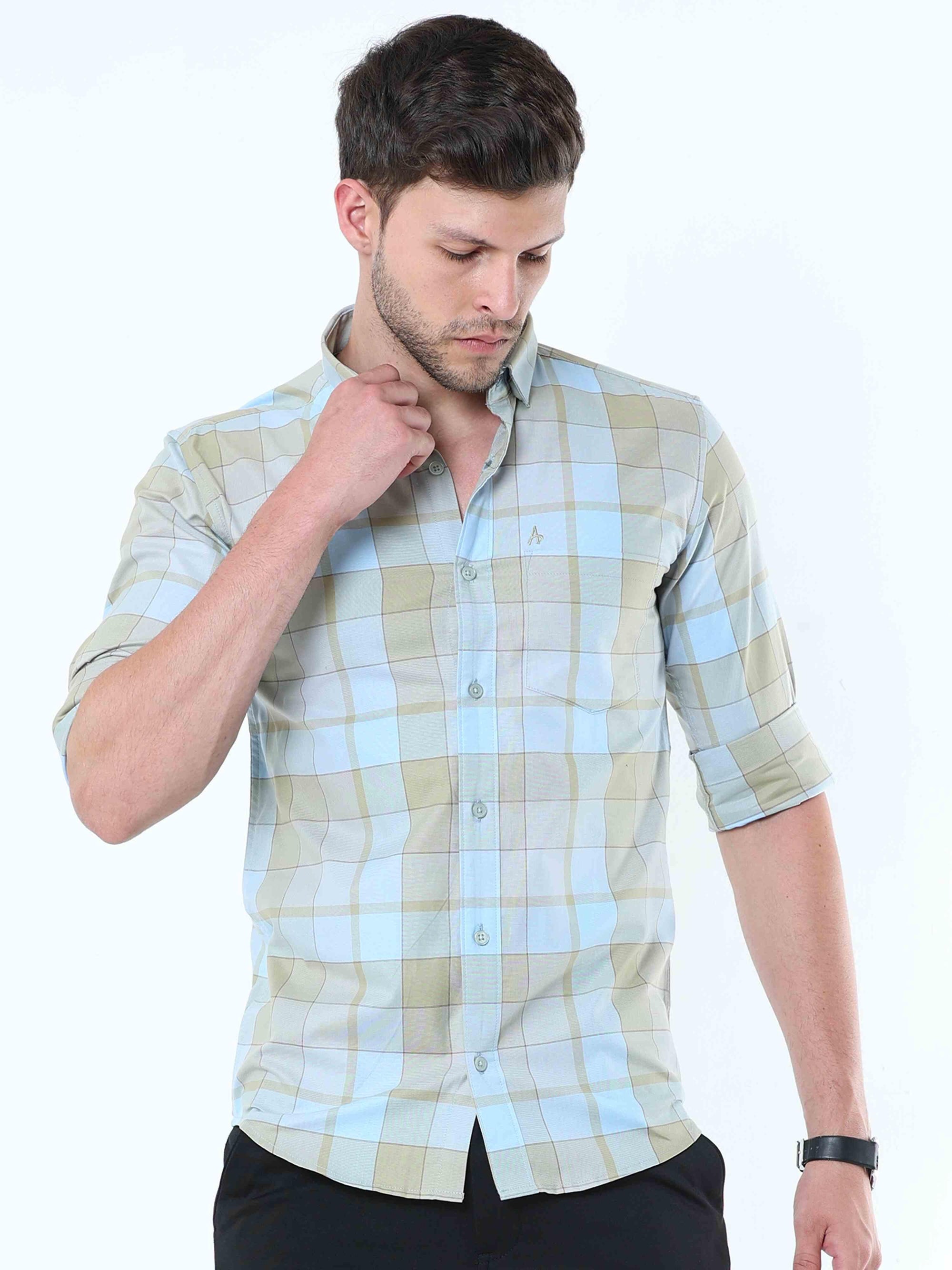 Cream Classy Checks Shirt