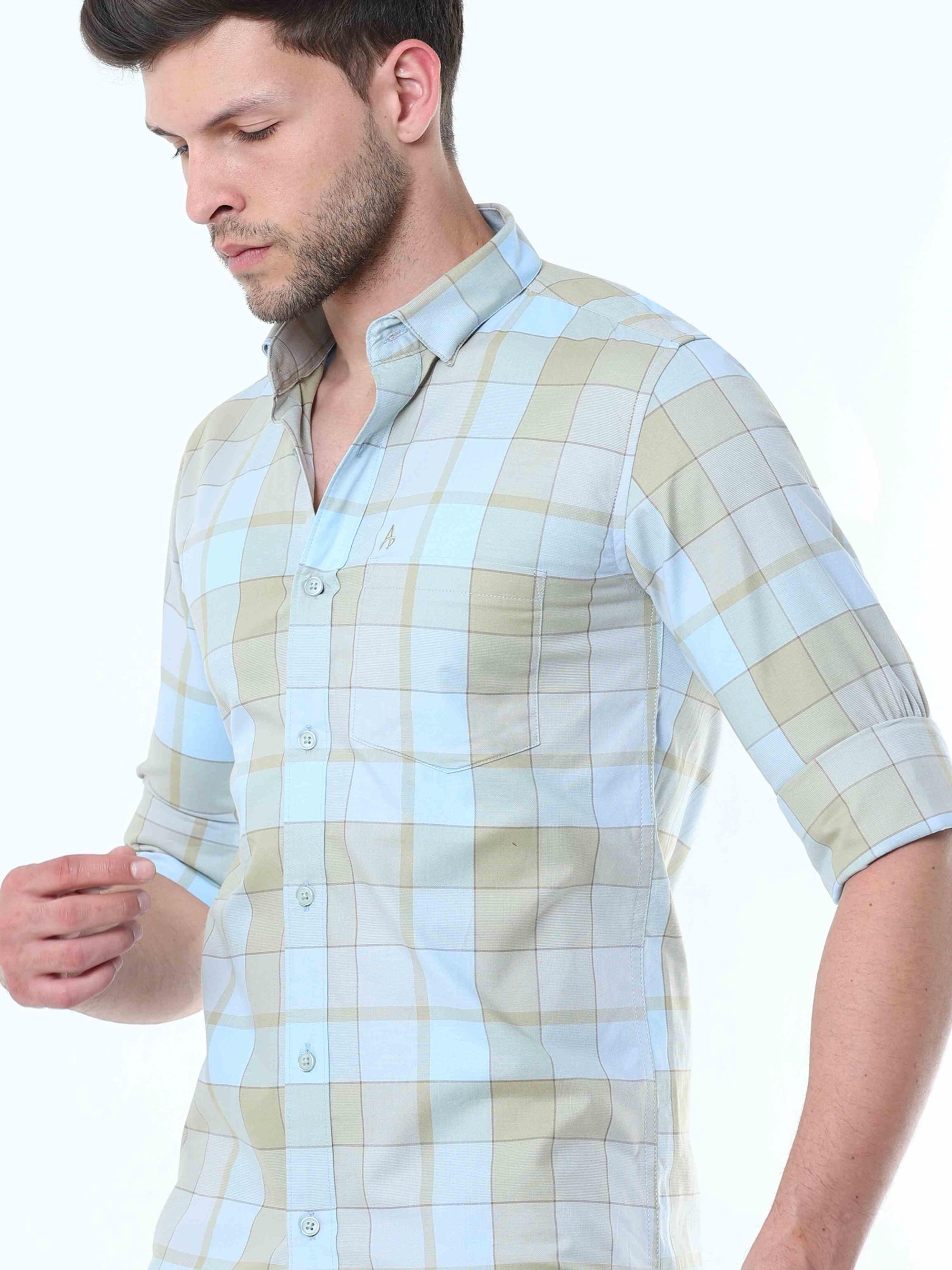 Cream Classy Checks Shirt