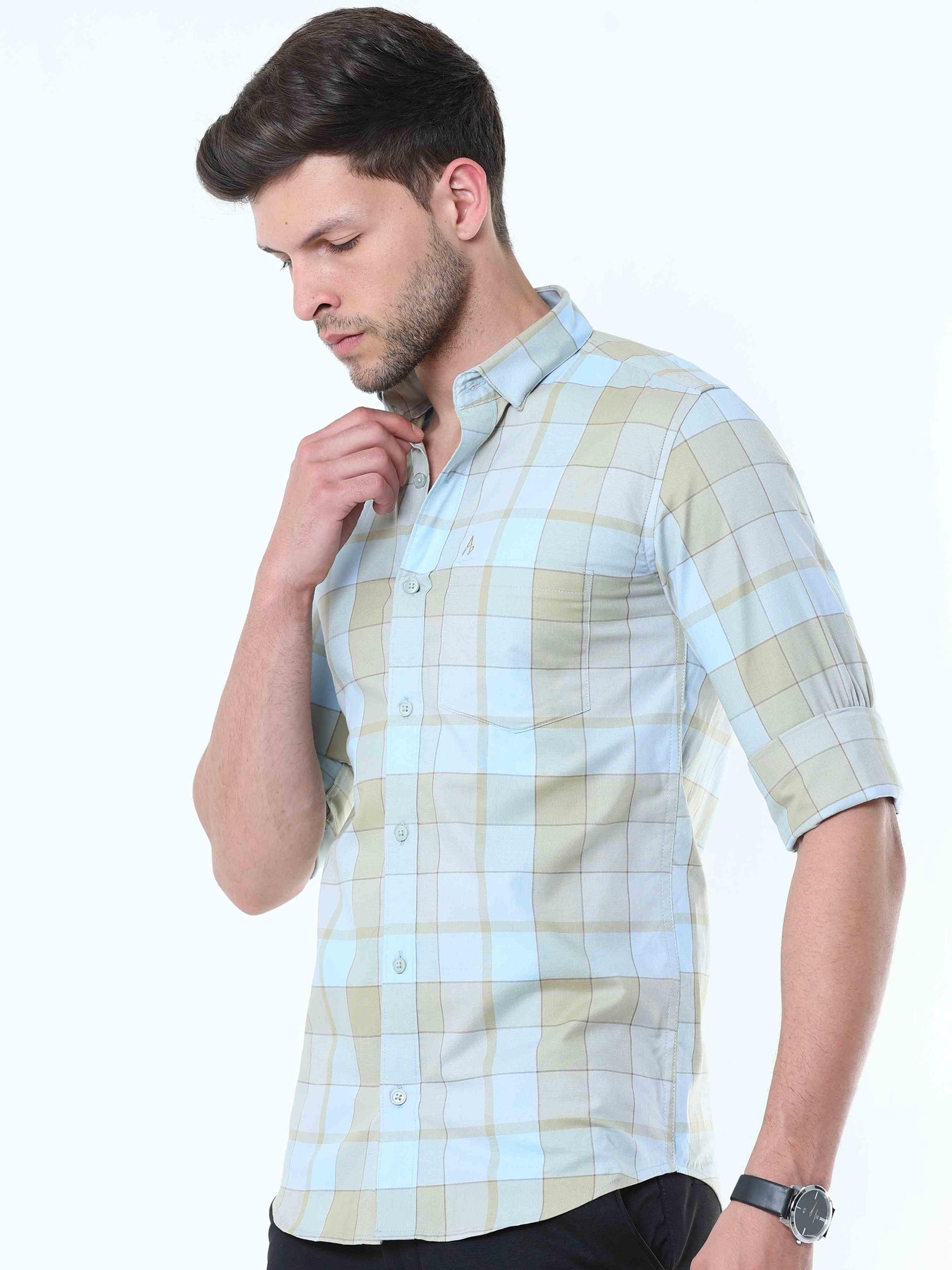 Cream Classy Checks Shirt