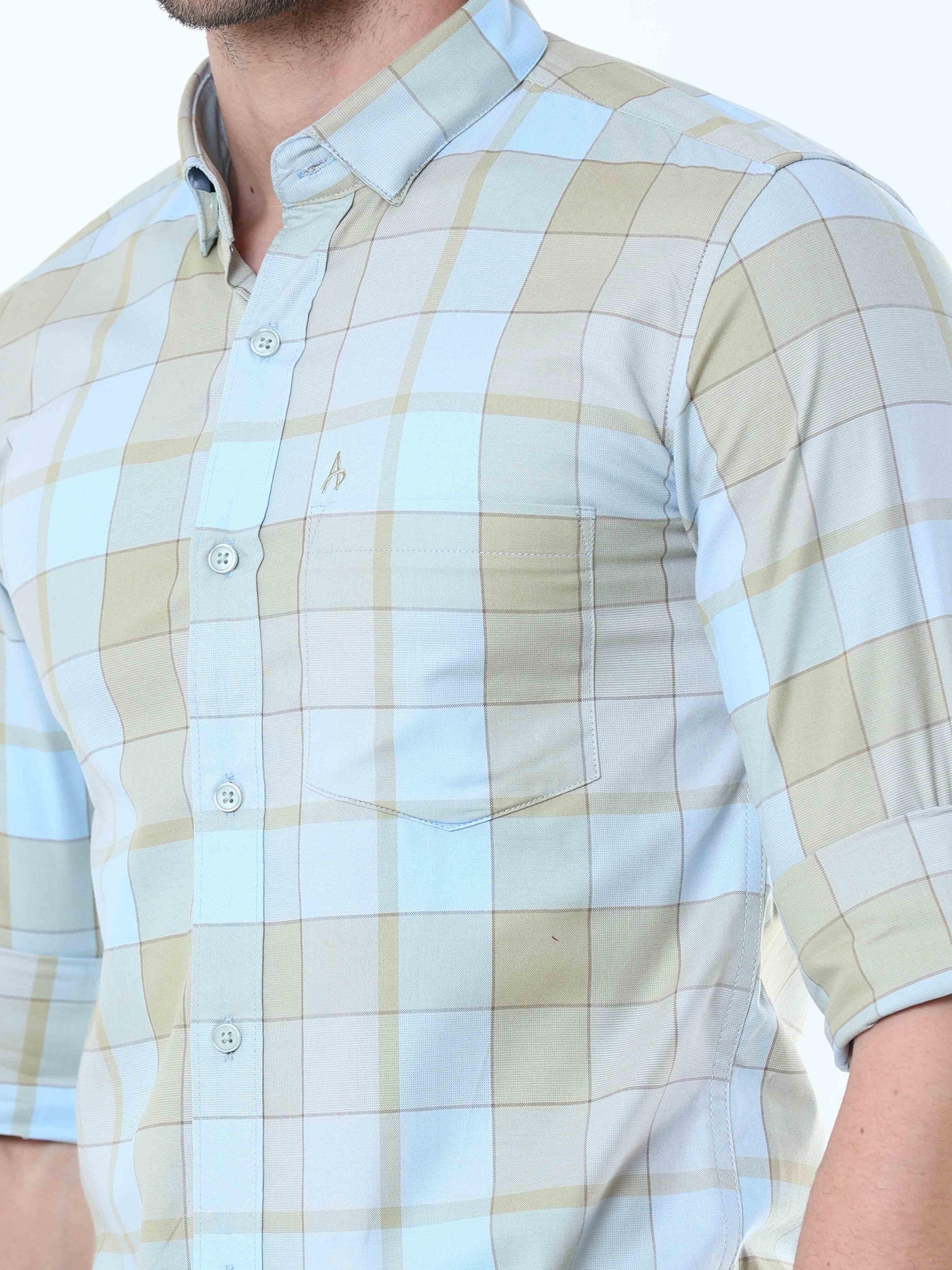 Cream Classy Checks Shirt