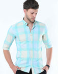 Aquatic Green Classy Check Shirt