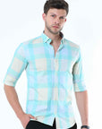 Aquatic Green Classy Check Shirt