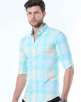 Aquatic Green Classy Check Shirt