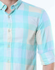 Aquatic Green Classy Check Shirt