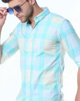 Aquatic Green Classy Check Shirt