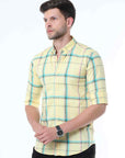 Light Goldenrod Classy Check Shirt