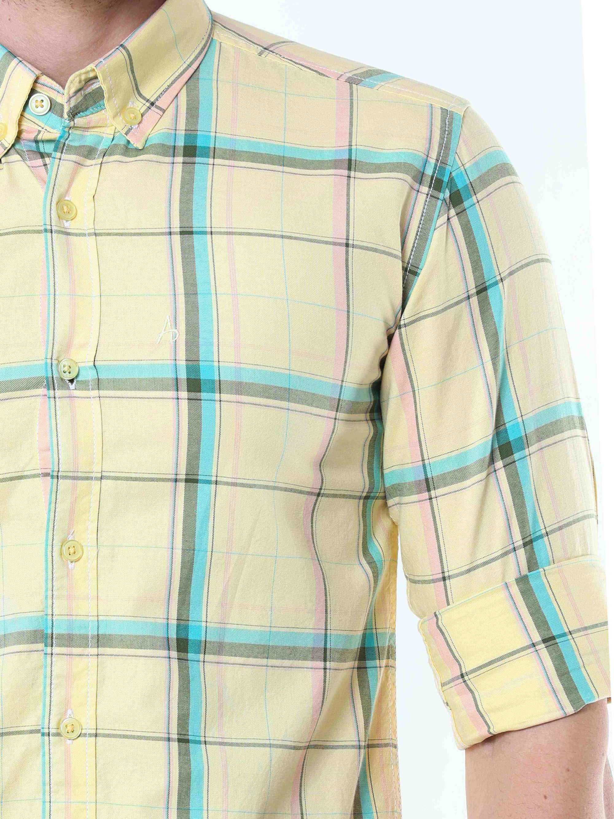 Light Goldenrod Classy Check Shirt