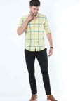 Light Goldenrod Classy Check Shirt