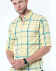 Light Goldenrod Classy Check Shirt