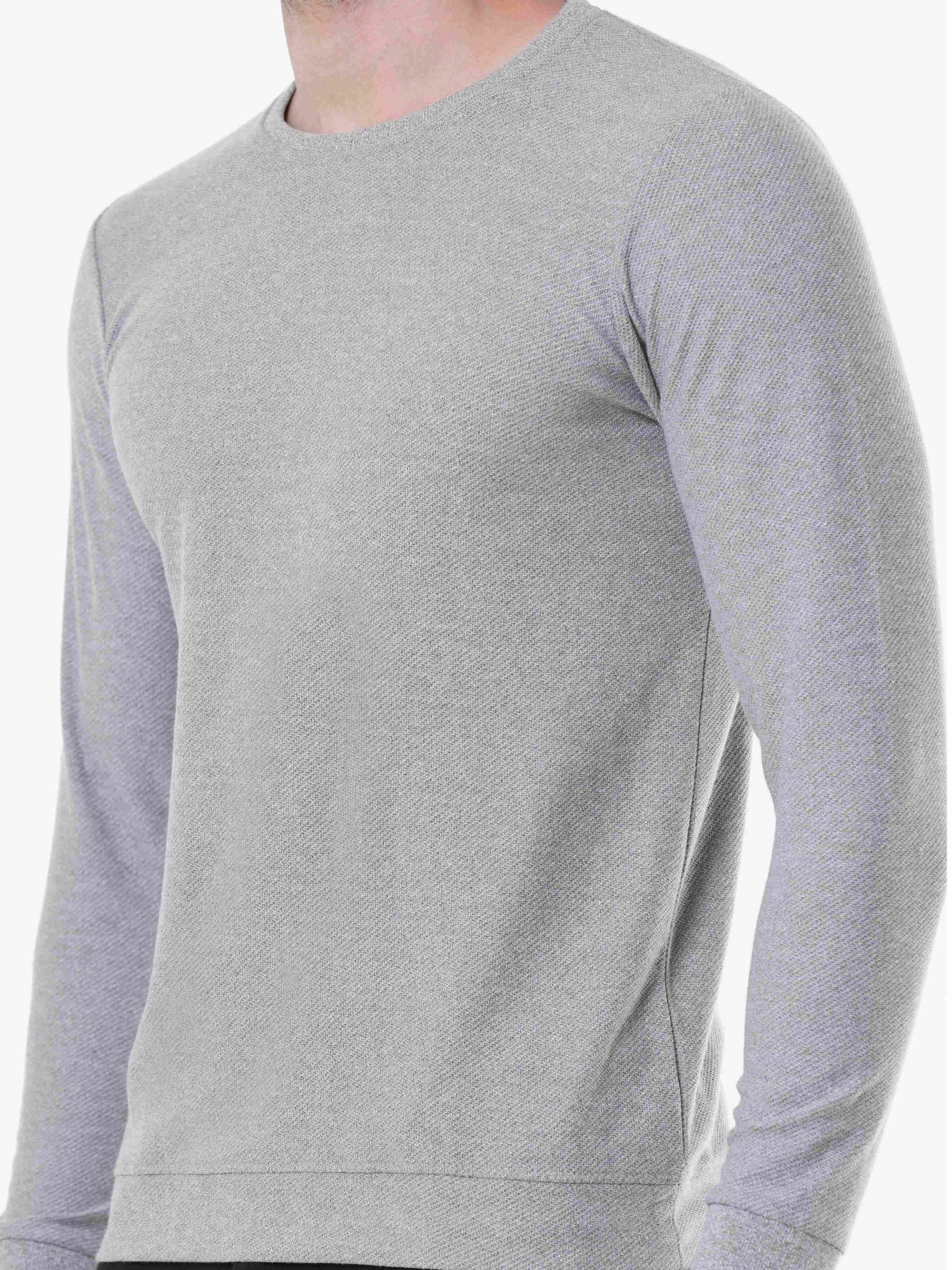 Knitted Gray Full Sleeve T-shirt