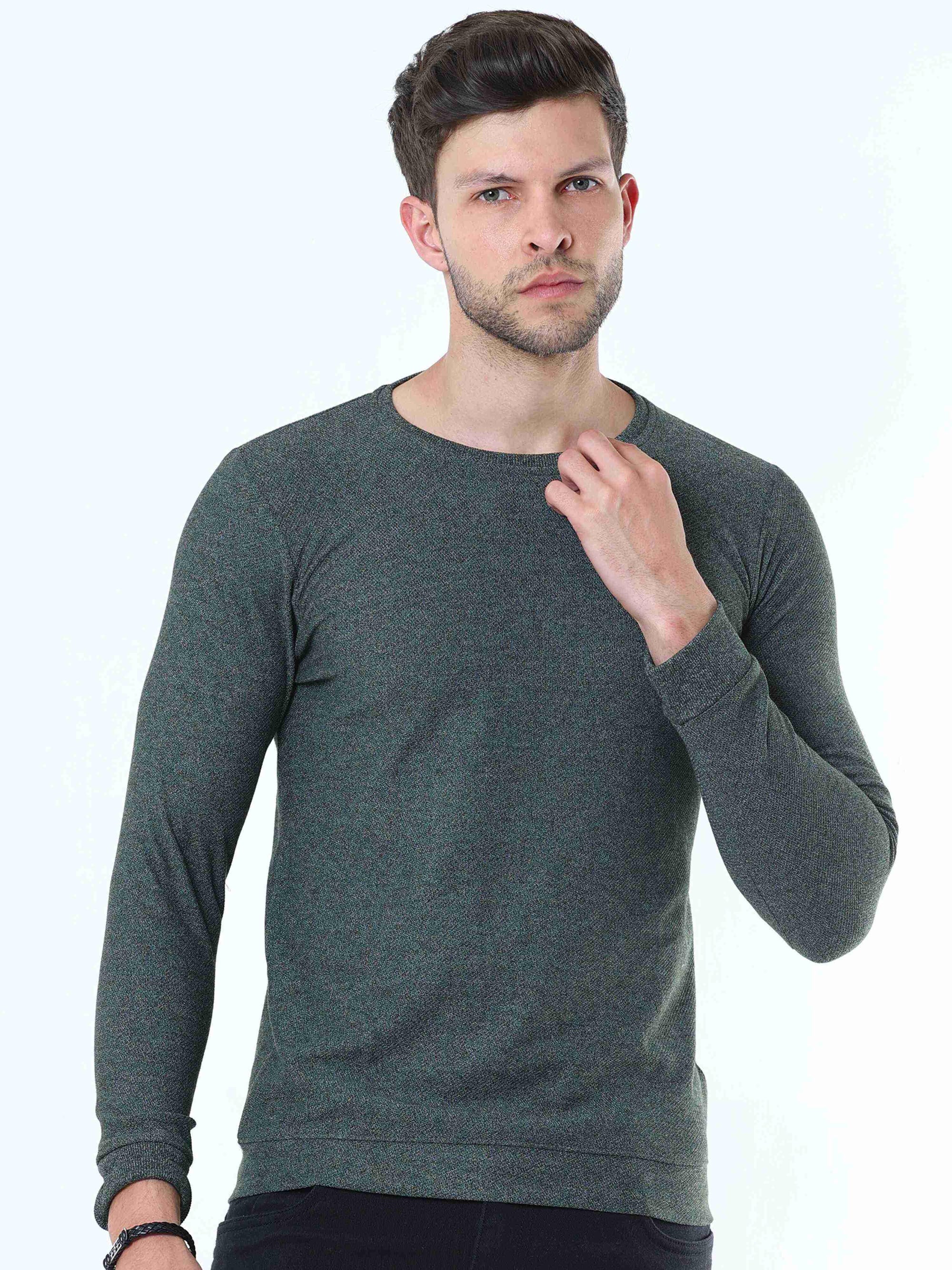 Full Sleeve Solid Green T-shirt