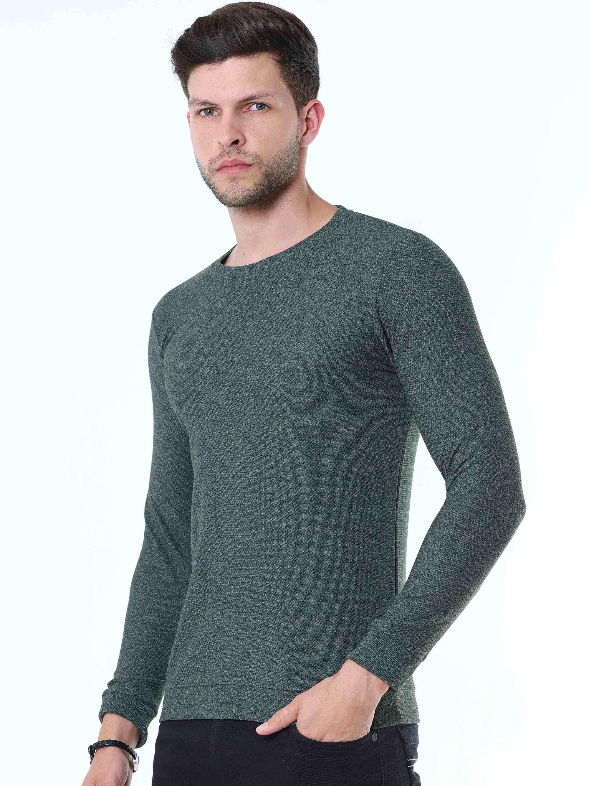 Full Sleeve Solid Green T-shirt