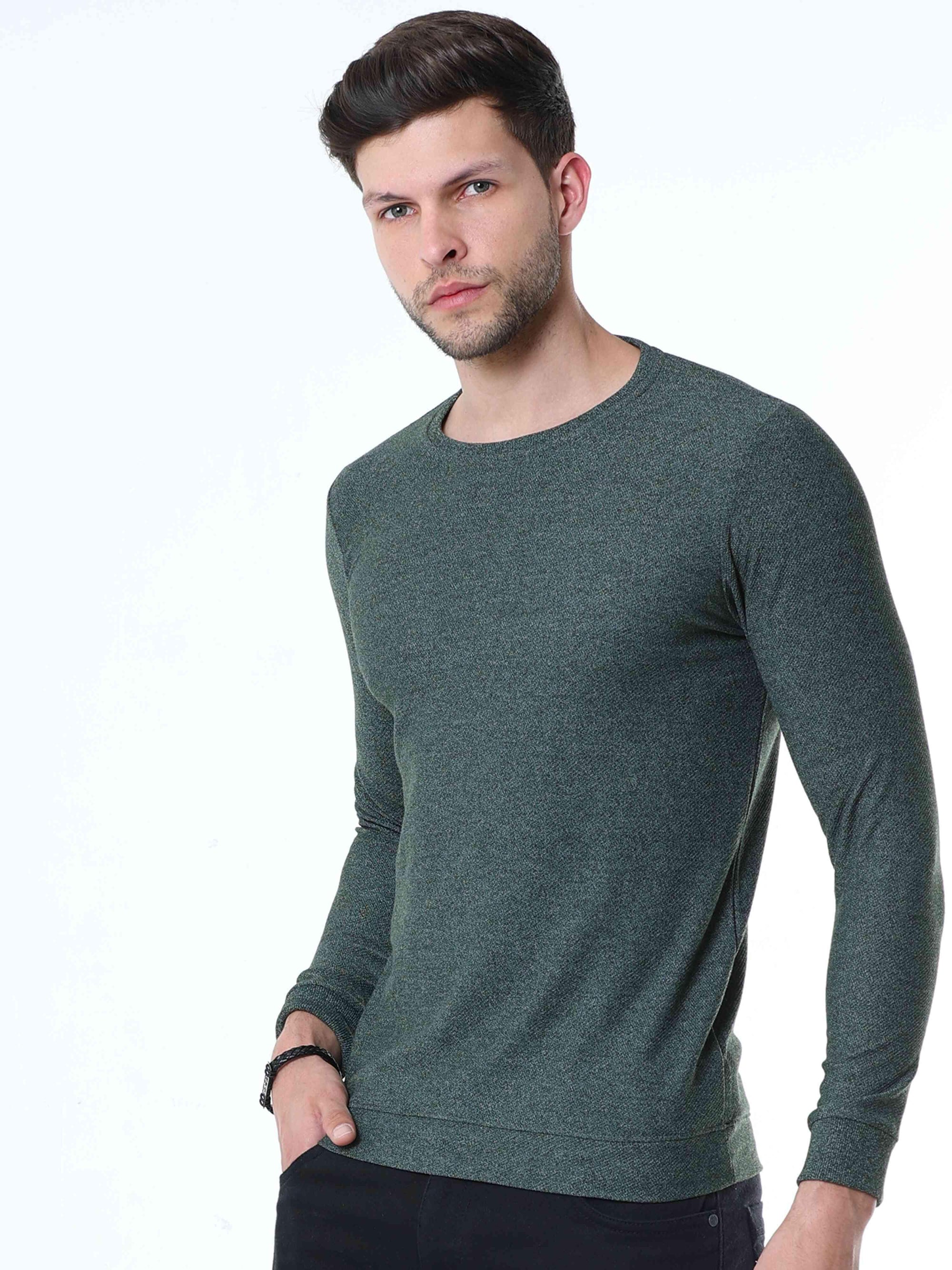 Full Sleeve Solid Green T-shirt