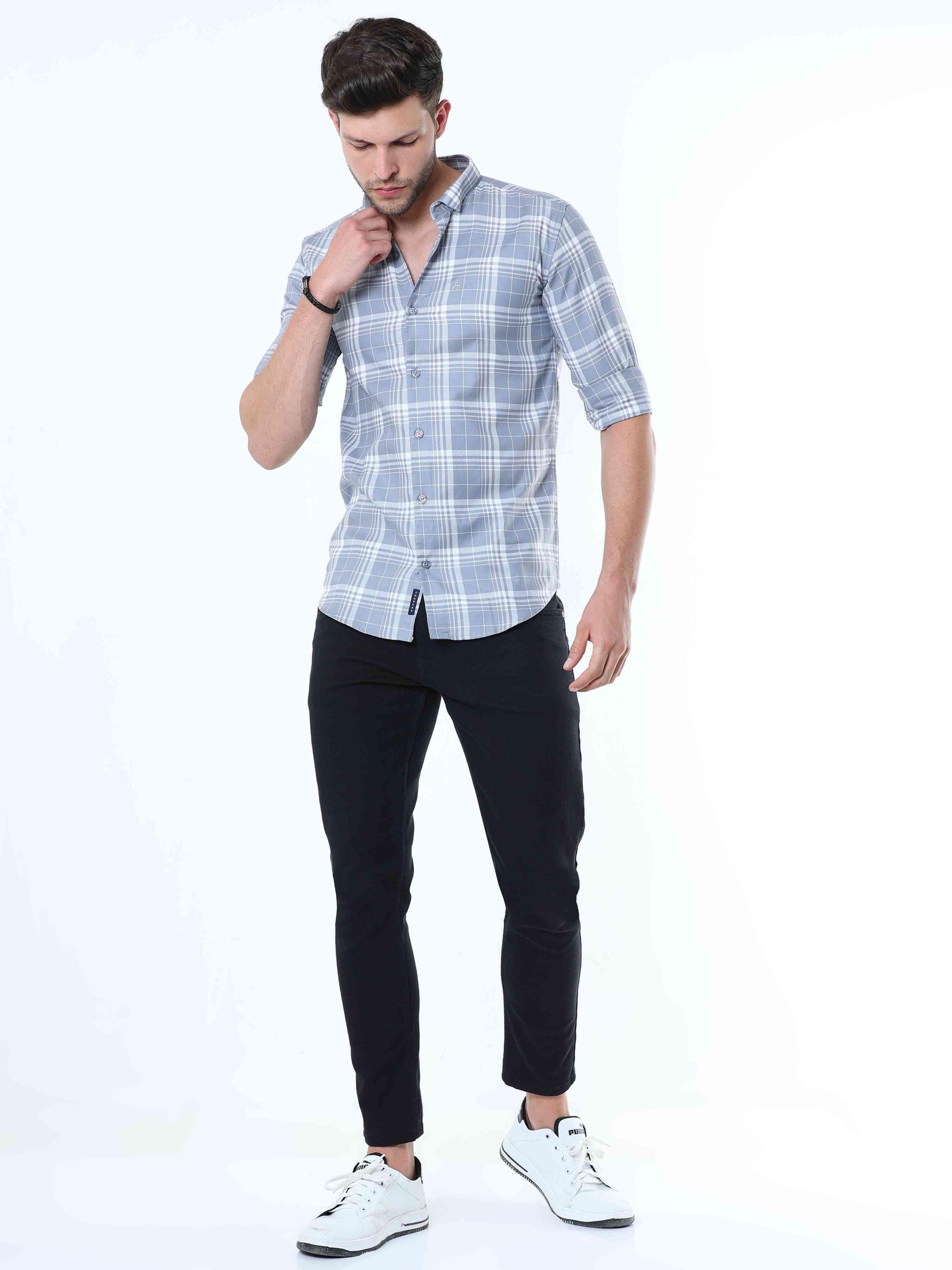 Cool-Grey Supima Check Shirt