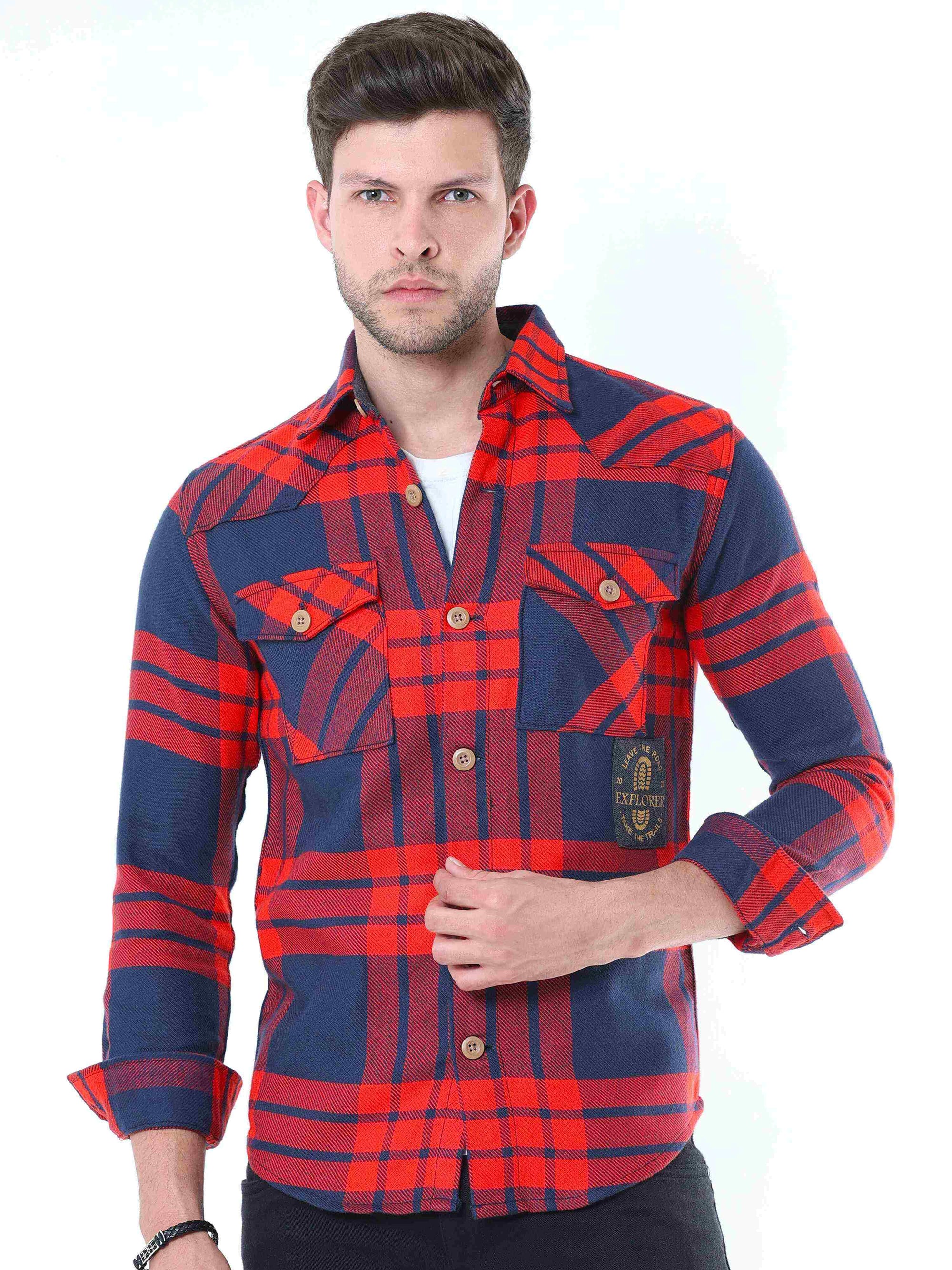 Red Casual Check Shirt