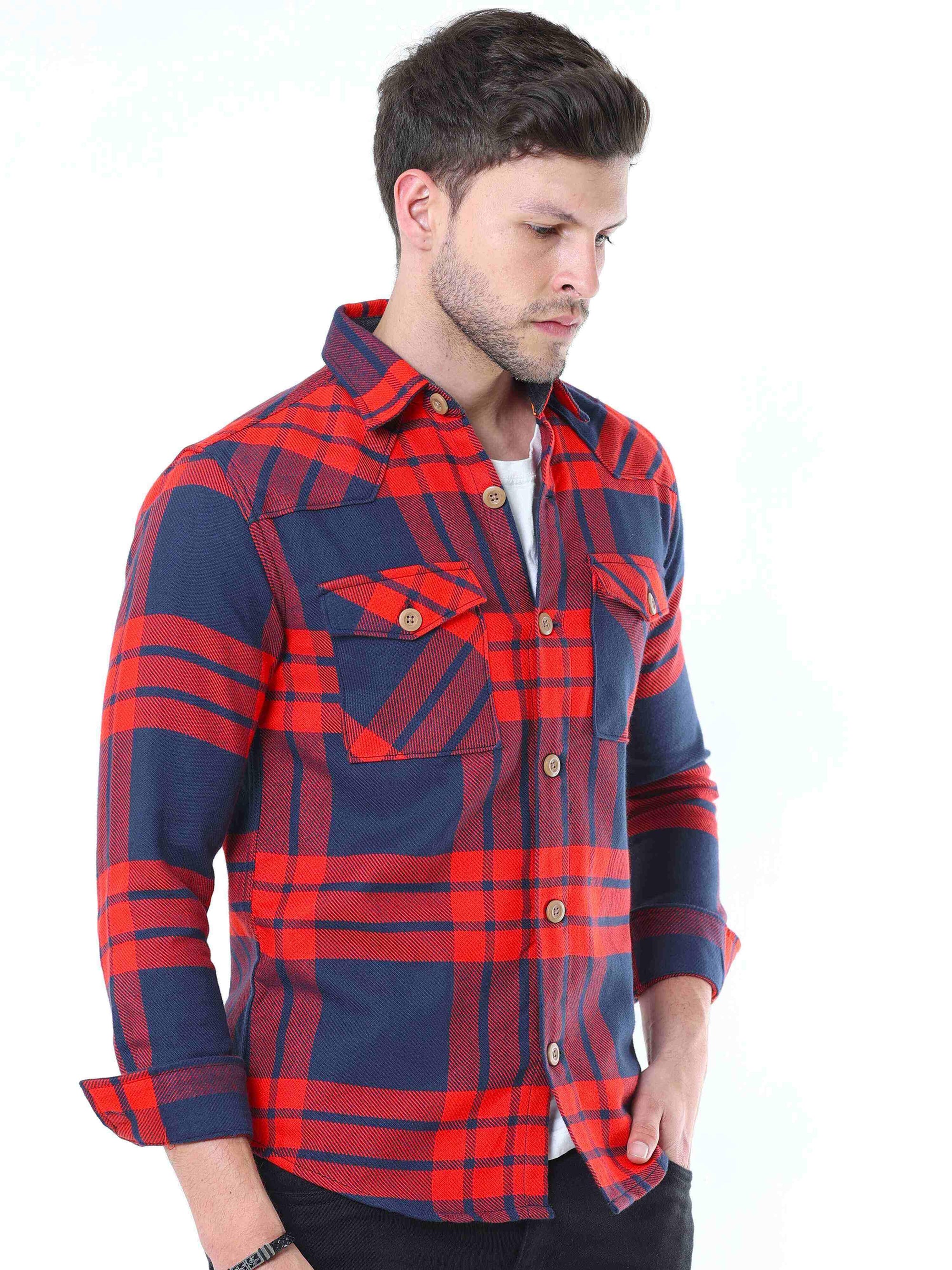 Red Casual Check Shirt