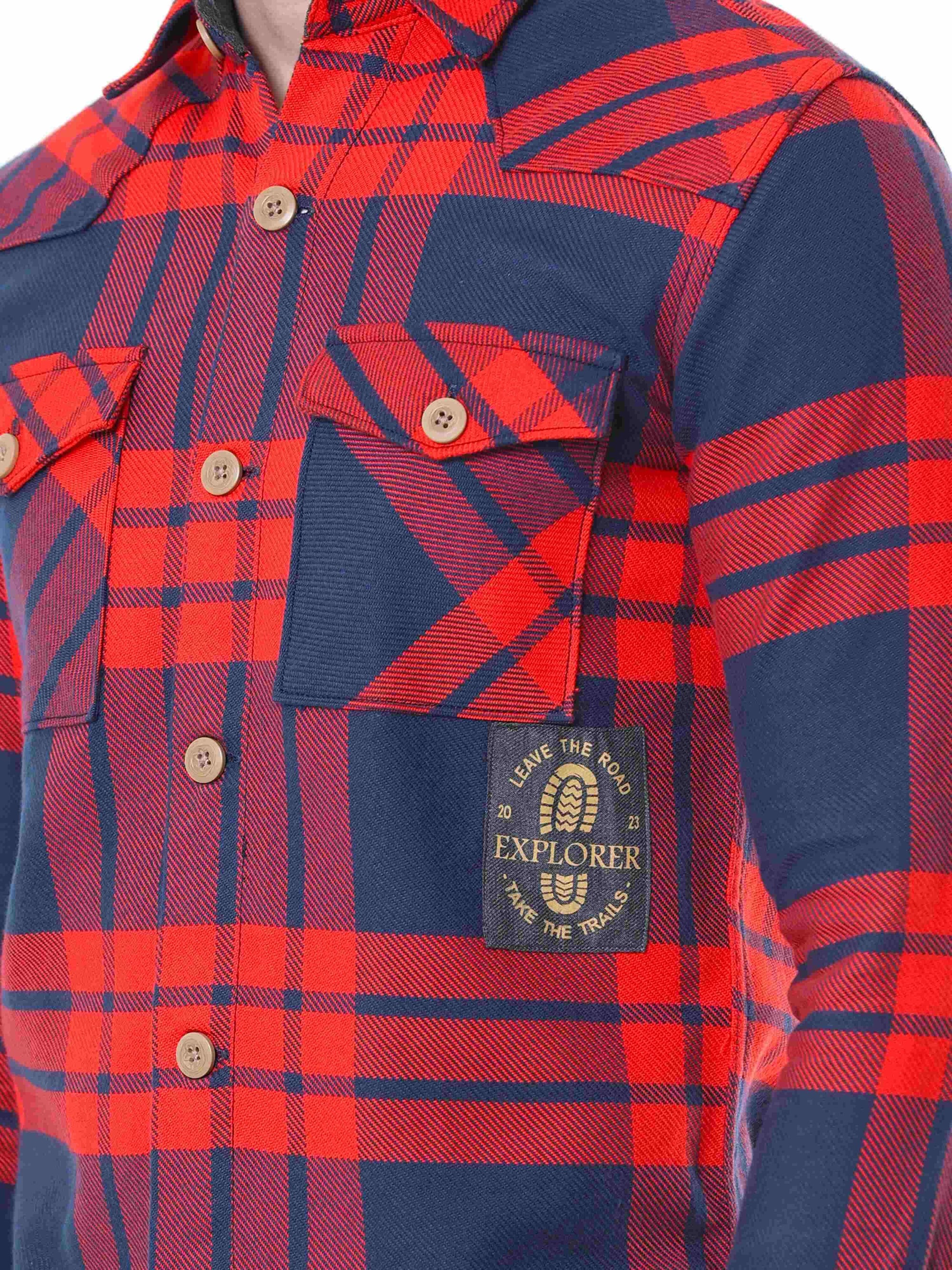 Red Casual Check Shirt