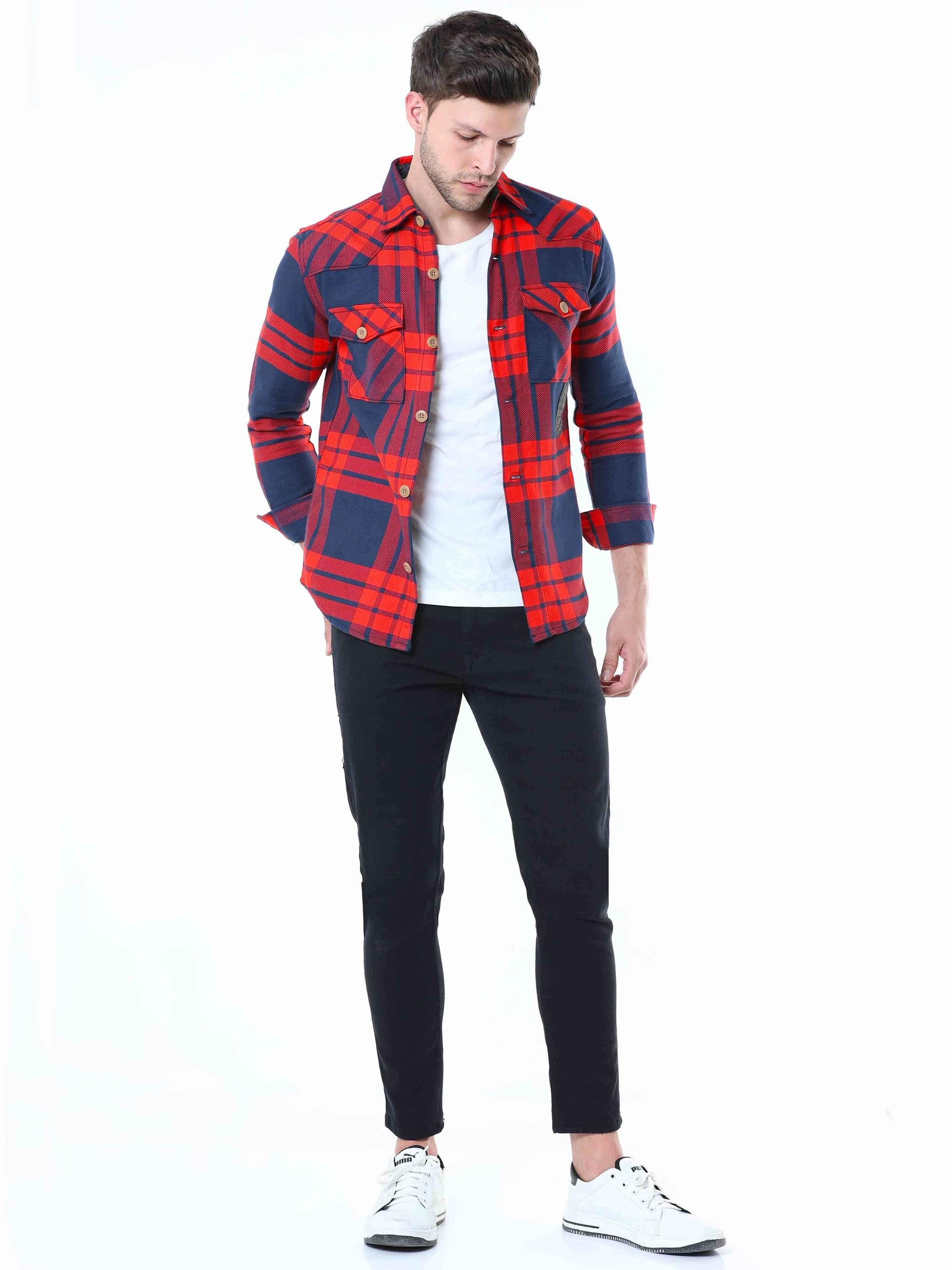 Red Casual Check Shirt