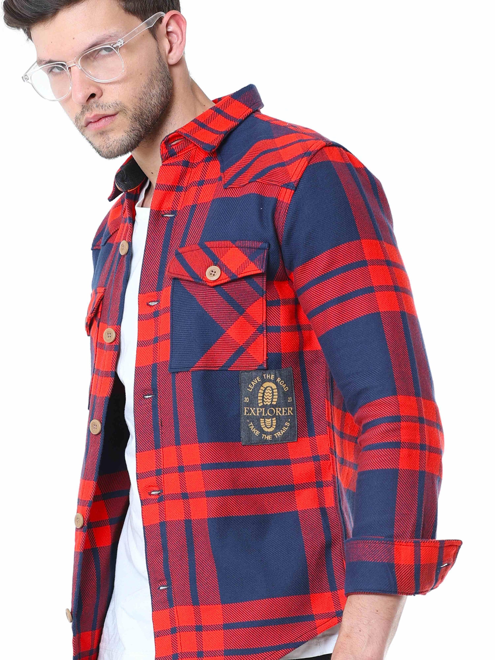 Red Casual Check Shirt