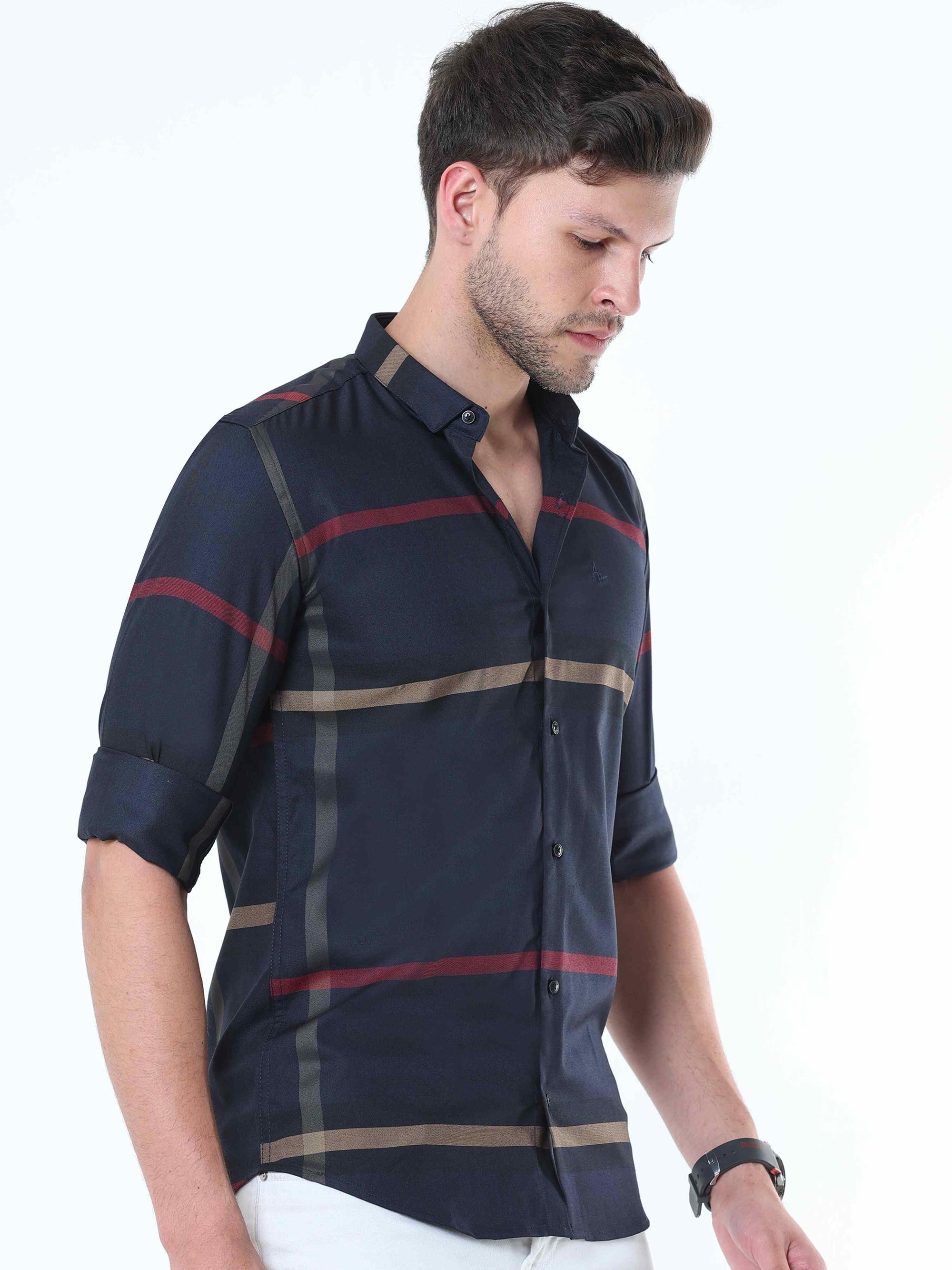 Navy Luxurious Check Shirt