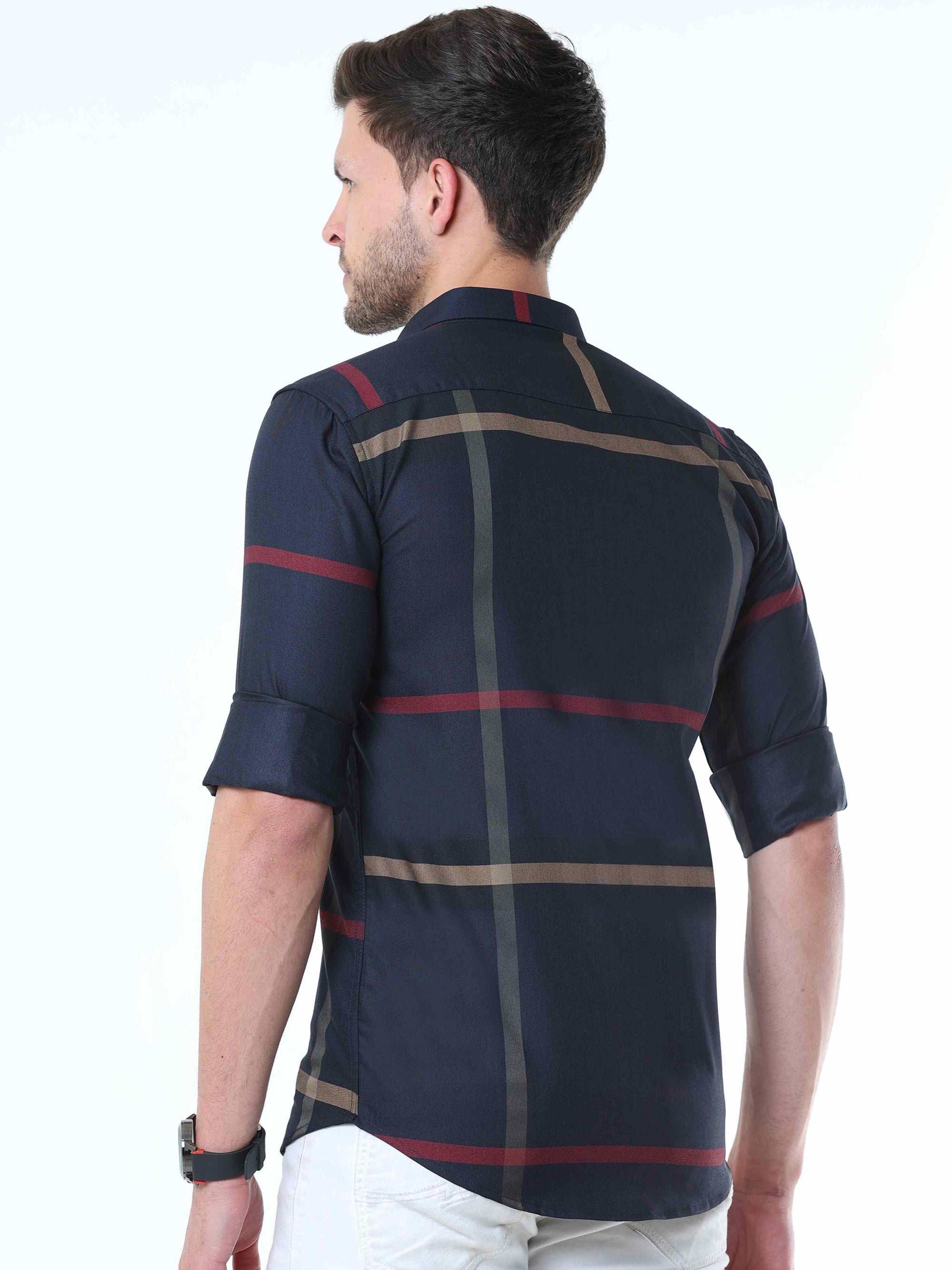 Navy Luxurious Check Shirt