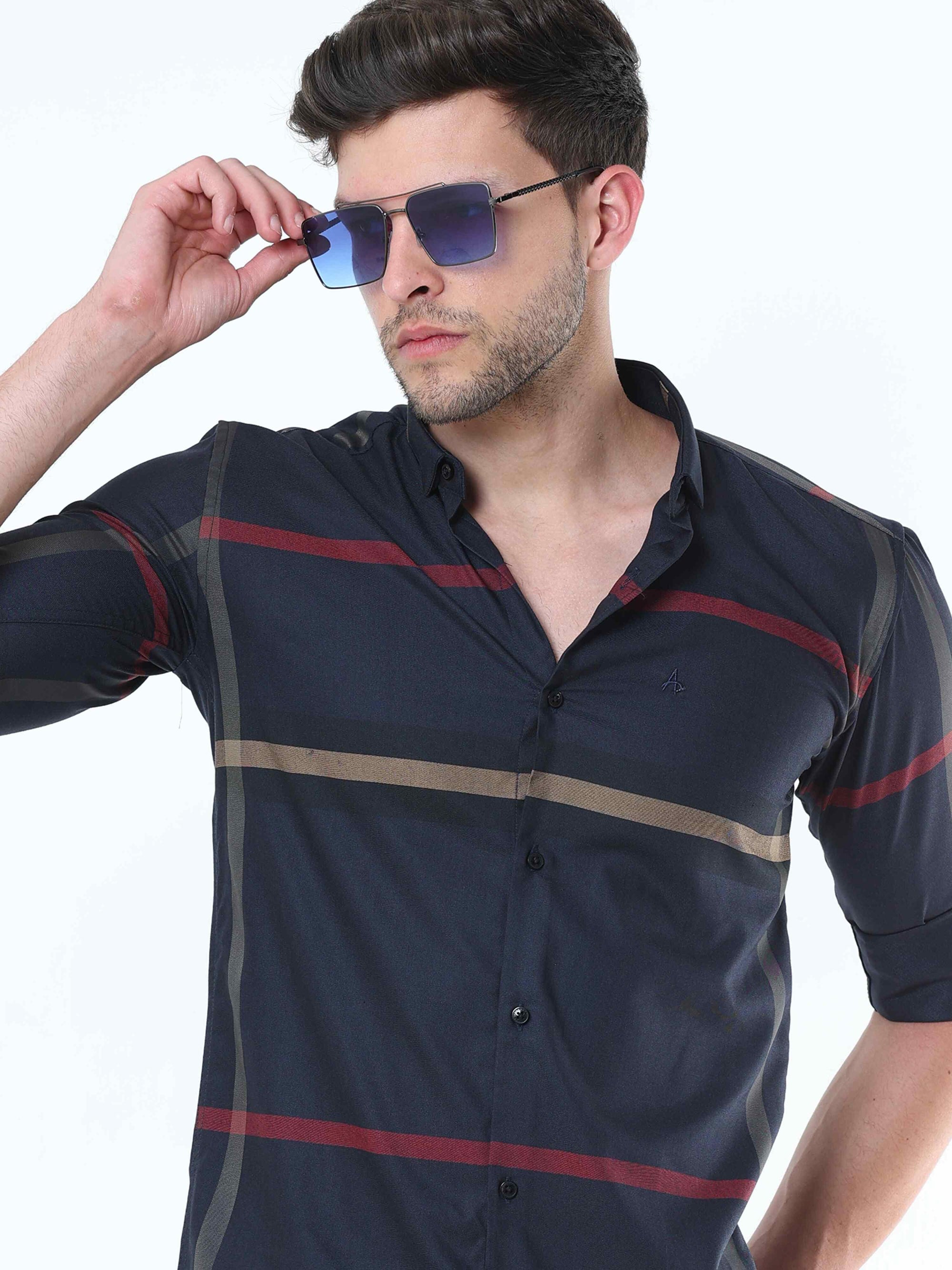 Navy Luxurious Check Shirt