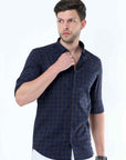 Navy Supima Check Shirt