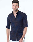 Navy Supima Check Shirt