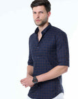 Navy Supima Check Shirt