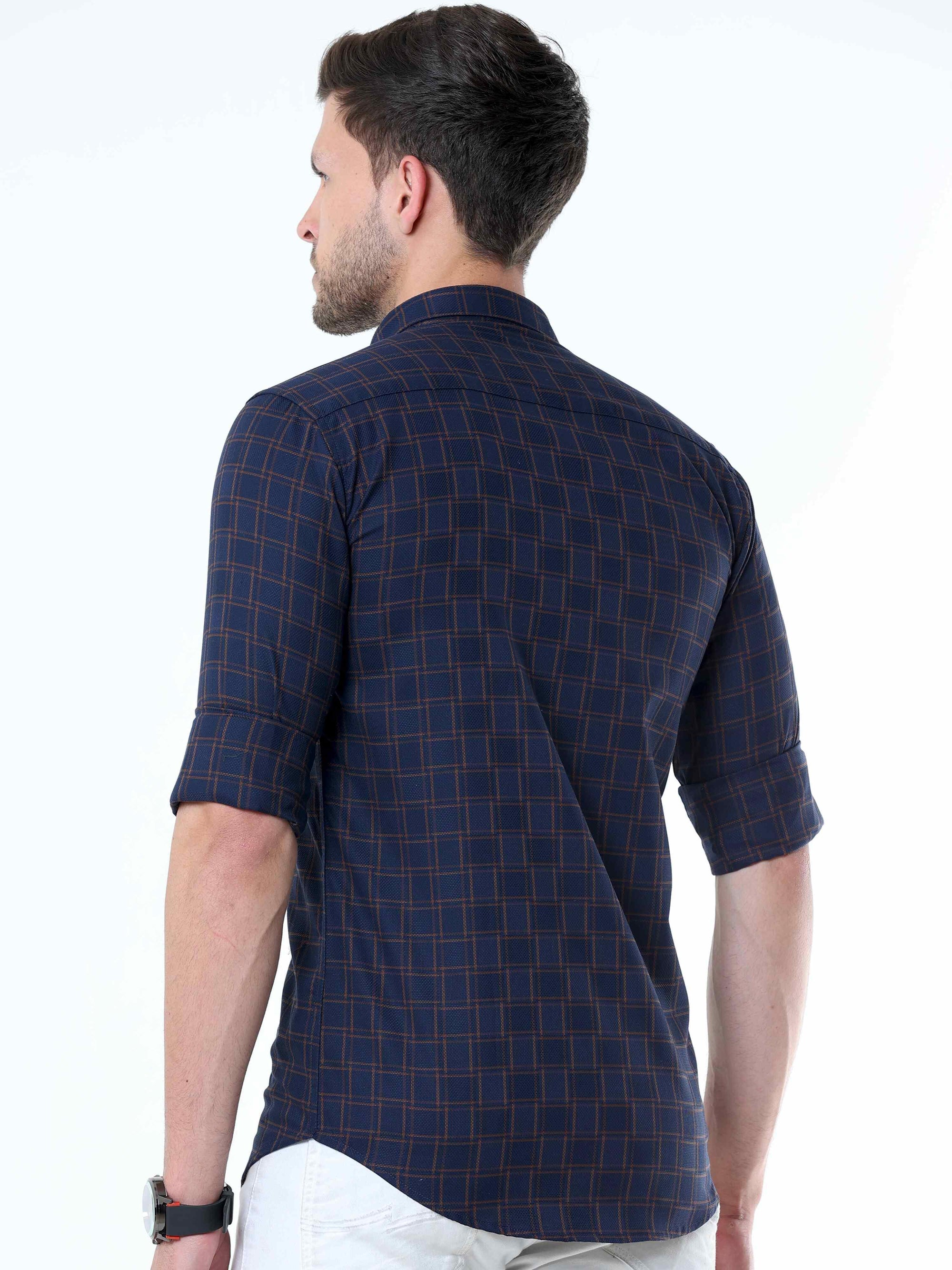 Navy Supima Check Shirt