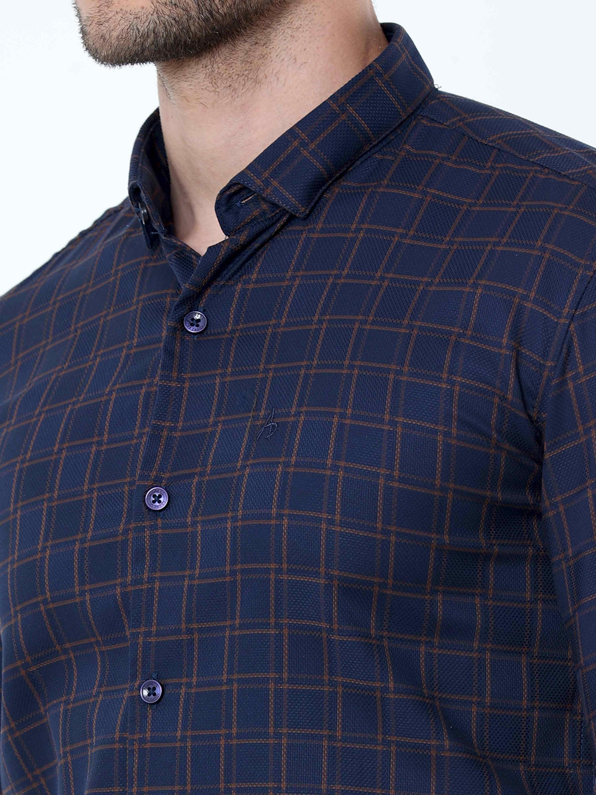 Navy Supima Check Shirt