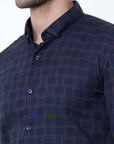 Navy Supima Check Shirt