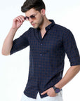 Navy Supima Check Shirt