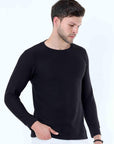 Black Knitted Full Sleeve T-Shirt