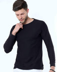 Black Knitted Full Sleeve T-Shirt