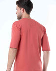 Peach Knitted Solid T-Shirt