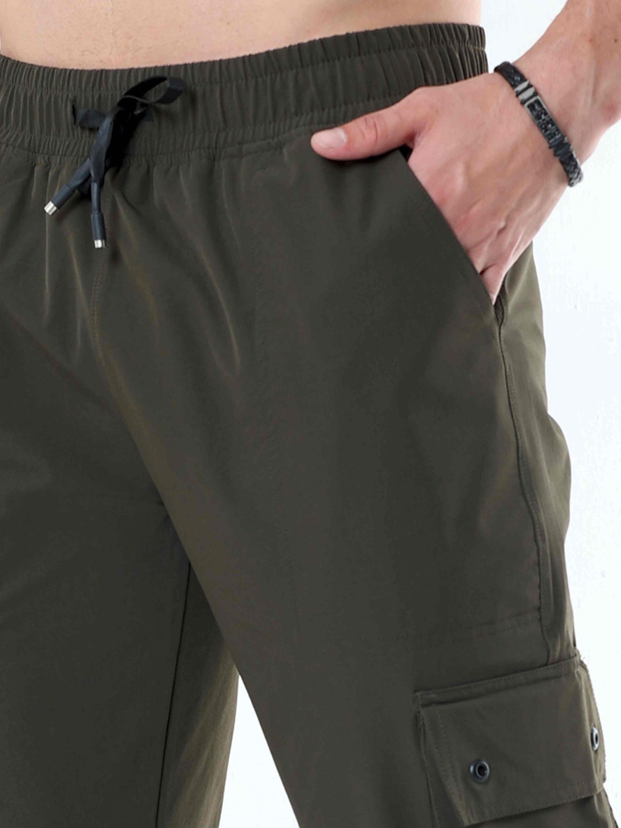 Olive Solid Cargo Pant