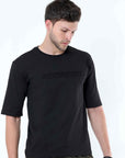 Black Knitted Solid T-Shirt