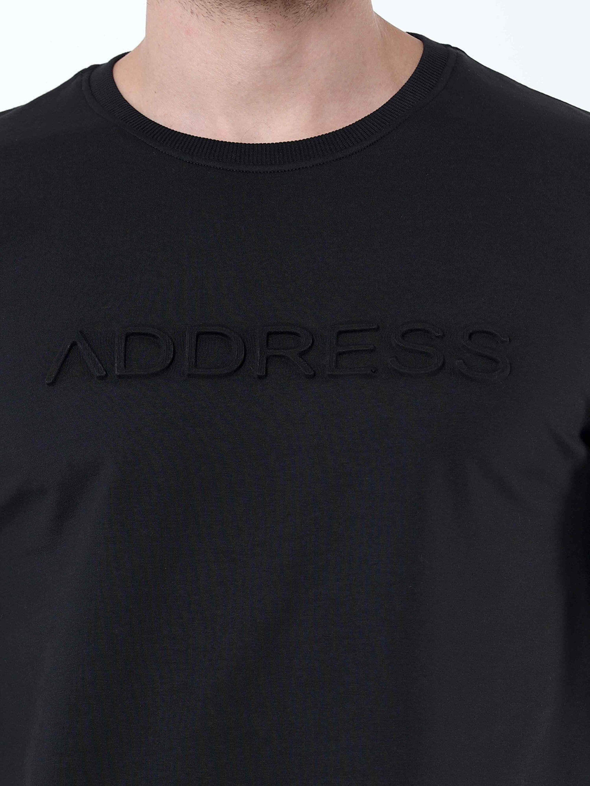 Black Knitted Solid T-Shirt