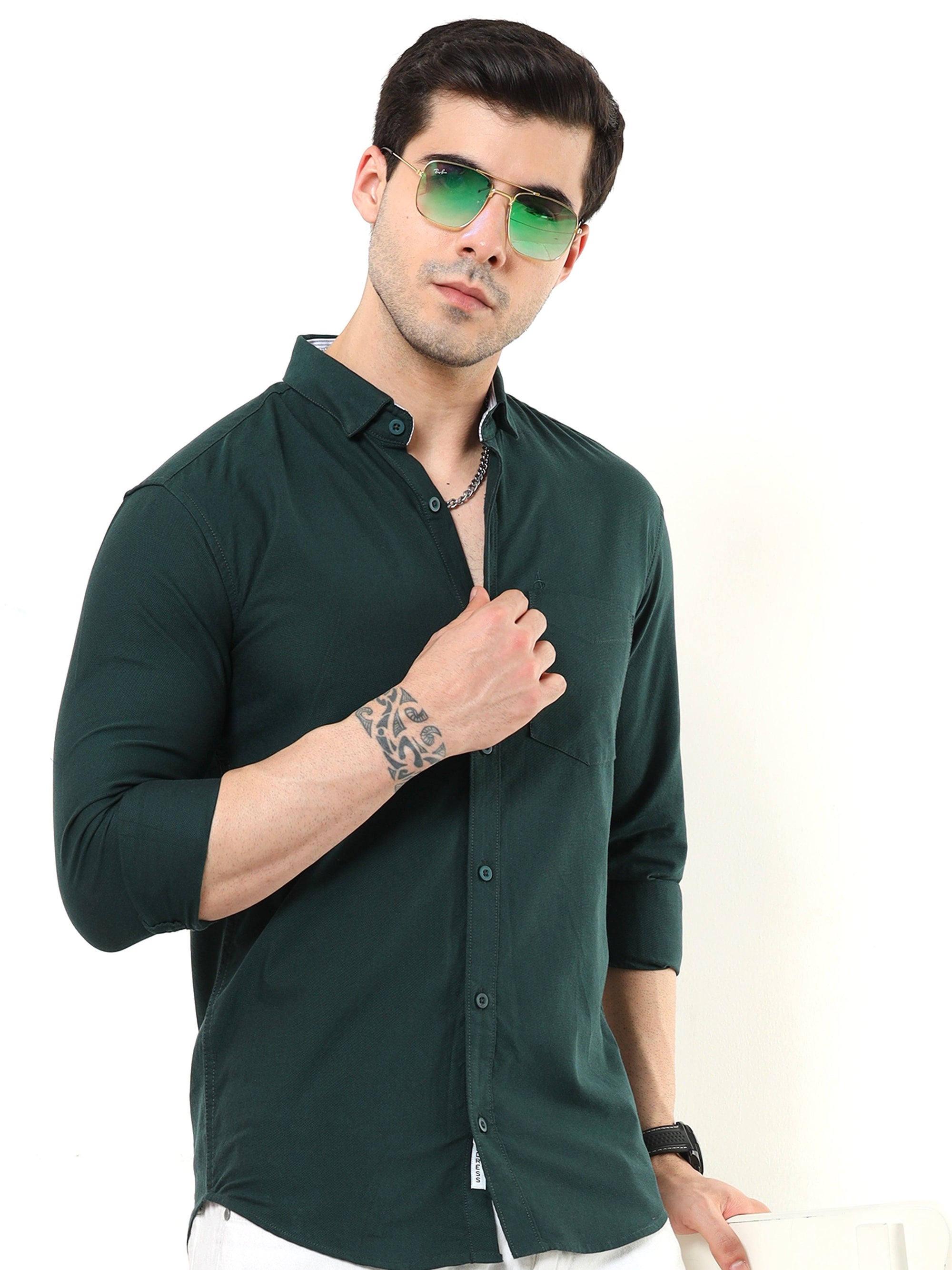 Pine Green Slim Fit Shirt