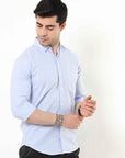 Azore Blue Slim Fit Stripe Shirt