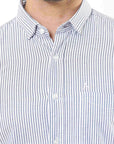 Navy Blue Slim Fit Stripe Shirt