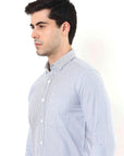 Navy Blue Slim Fit Stripe Shirt