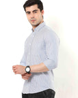 Navy Blue Slim Fit Stripe Shirt