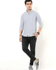 Navy Blue Slim Fit Stripe Shirt