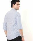 Navy Blue Slim Fit Stripe Shirt