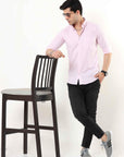 Pastel Pink Slim Fit Stripe Shirt