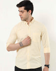 Canary Yellow Slim Fit Stripe Shirt