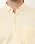 Canary Yellow Slim Fit Stripe Shirt